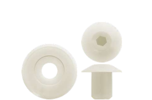 PORCA CASTELO M12 COM FLANGE 65MM NYLON NATURAL FERMOD - F103000